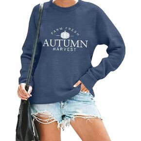 TAOHONG Fall Sweatshirt for Women Farm Fresh Autumn Harvest Sweatshirt Funny Pumpkin Long Sleeve Pullover Top Blouse in Saudi Arabia
