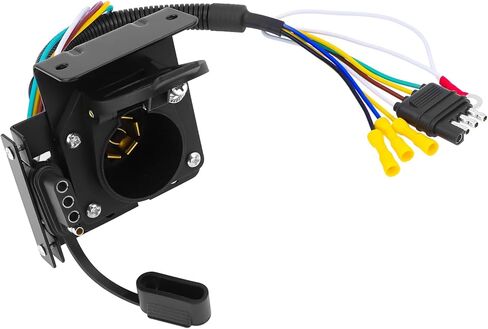 4 Pin to 7 Pin Adapter Trailer Light Adapter with Mounting Bracket 4 Pin to 7 Pin Electrical Connector Wiring Plug Connector Copper Wire Trailer Light Plug for RV Truck Factory Tow Package in Kuwait