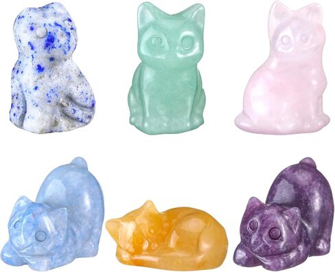 6 PCS Crystal Cat تمثال كريستال نوم Cat Decor in Saudi Arabia
