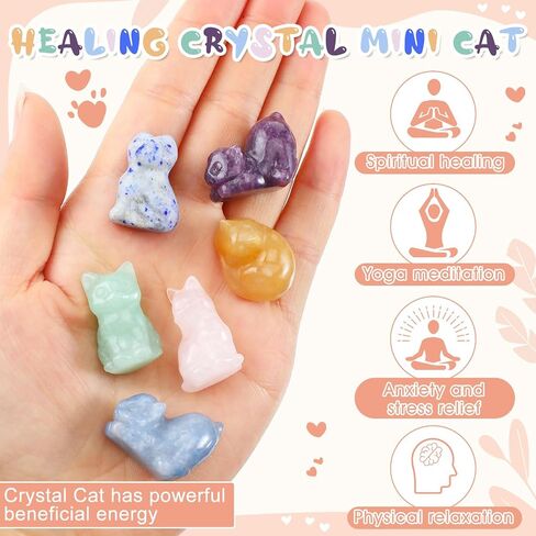 6 PCS Crystal Cat تمثال كريستال نوم Cat Decor in Saudi Arabia