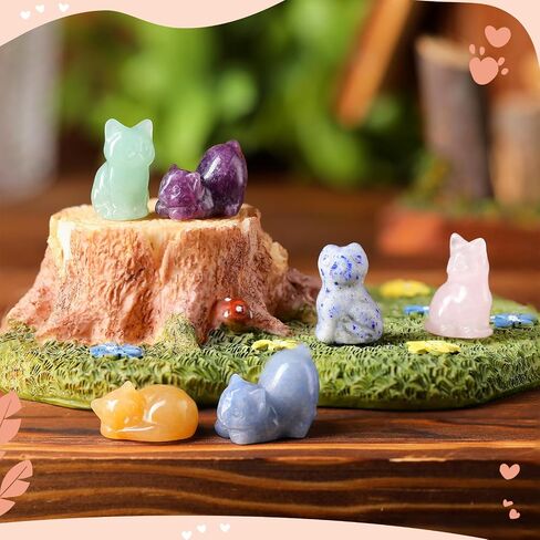 6 PCS Crystal Cat تمثال كريستال نوم Cat Decor in Saudi Arabia