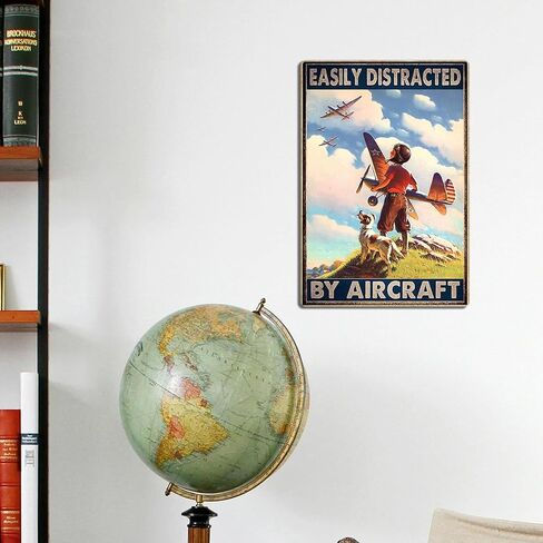ديكور الطائرات Aviation Wall Art - علامة قصدير معدنية طائرة خمر يصرفها بسهولة من قبل الطائرات الملصق الرجعية للطائرة لغرفة الأولاد أو كهف الرجل أو المرآب أو البار المنزلي ، 8x12 بوصة in Kuwait
