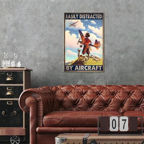 ديكور الطائرات Aviation Wall Art - علامة قصدير معدنية طائرة خمر يصرفها بسهولة من قبل الطائرات الملصق الرجعية للطائرة لغرفة الأولاد أو كهف الرجل أو المرآب أو البار المنزلي ، 8x12 بوصة in Kuwait