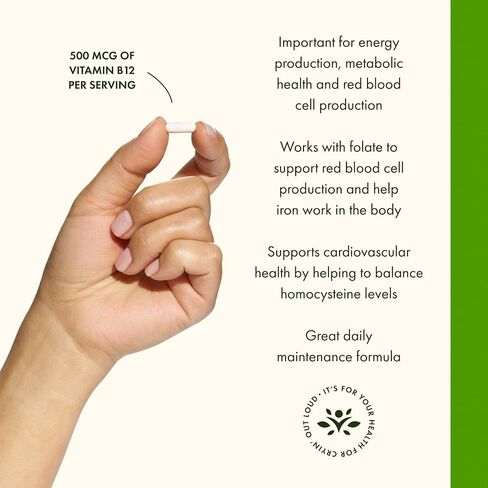 Swanson Vitamin B12 (Cyanocobalamin) - Vitamin Supplement Promoting Energy Metabolism, Nervous System Health & Heart Support - Supports Red Blood Cell Formation (250 Capsules, 500mcg Each) in Saudi Arabia