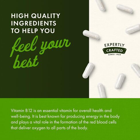 Swanson Vitamin B12 (Cyanocobalamin) - Vitamin Supplement Promoting Energy Metabolism, Nervous System Health & Heart Support - Supports Red Blood Cell Formation (250 Capsules, 500mcg Each) in Saudi Arabia