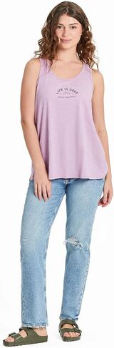 Life is Good. Women's Positive Lifestyle Brand Textured Slub Tank, Violet Purple, Medium in Saudi Arabia