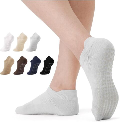 7 أزواج بيلاتيس الجوارب مع قبضة للنساء اليوغا في الكاحل غير انزلاق Barre المستشفى الجوارب التمرين الرياضي in Kuwait