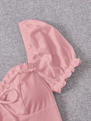 Verdusa Women's Babydoll Tops Puff Sleeve Sweetheart Neckline Top Crop Top in Saudi Arabia