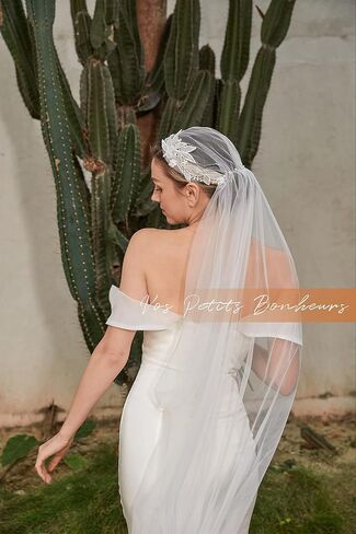 كاب جولييت الأزهار ، رأس الزعنفة ، العشرينات من القرن العشرين حجاب الزفاف الأنيق ، Boho Bride ، Fingertip Veil in Saudi Arabia