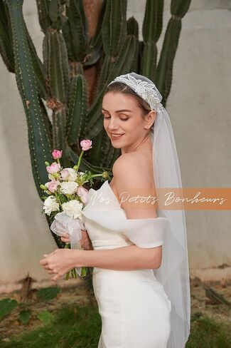 كاب جولييت الأزهار ، رأس الزعنفة ، العشرينات من القرن العشرين حجاب الزفاف الأنيق ، Boho Bride ، Fingertip Veil in Saudi Arabia
