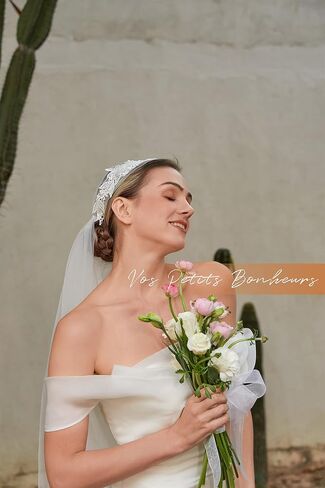 كاب جولييت الأزهار ، رأس الزعنفة ، العشرينات من القرن العشرين حجاب الزفاف الأنيق ، Boho Bride ، Fingertip Veil in Saudi Arabia