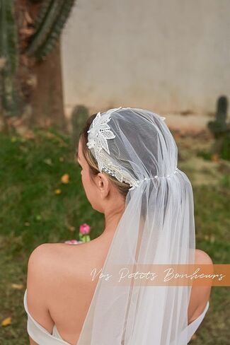 كاب جولييت الأزهار ، رأس الزعنفة ، العشرينات من القرن العشرين حجاب الزفاف الأنيق ، Boho Bride ، Fingertip Veil in Saudi Arabia
