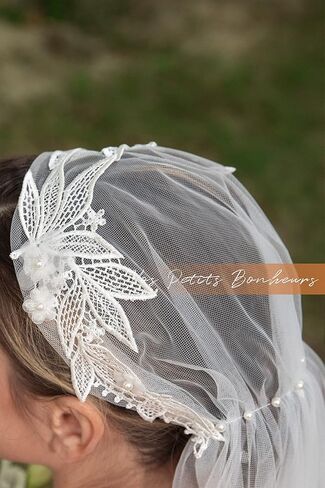 كاب جولييت الأزهار ، رأس الزعنفة ، العشرينات من القرن العشرين حجاب الزفاف الأنيق ، Boho Bride ، Fingertip Veil in Saudi Arabia