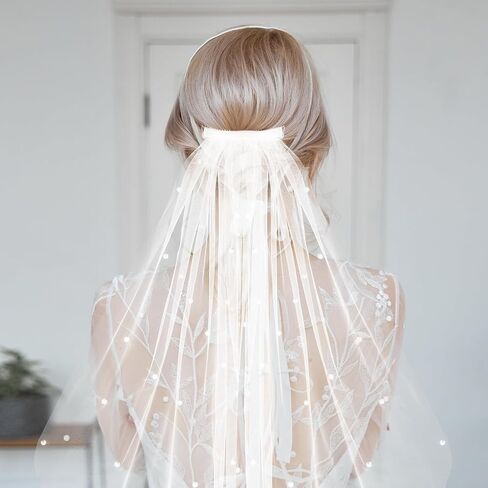 1 Tier Bridal Short Wedding Veil, Bachelorette Party Bridal Veil with Rhinestones Women's Short Wedding Veils with Comb for Wedding Bachelorette Party 15.7" 40cm in Saudi Arabia