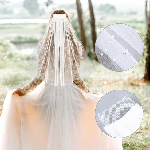 1 Tier Bridal Short Wedding Veil, Bachelorette Party Bridal Veil with Rhinestones Women's Short Wedding Veils with Comb for Wedding Bachelorette Party 15.7" 40cm in Saudi Arabia