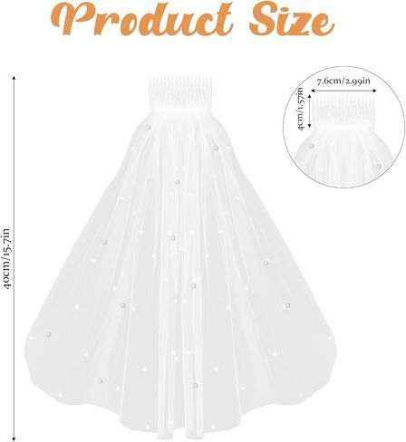 1 Tier Bridal Short Wedding Veil, Bachelorette Party Bridal Veil with Rhinestones Women's Short Wedding Veils with Comb for Wedding Bachelorette Party 15.7" 40cm in Saudi Arabia