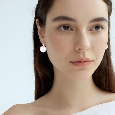 Pearl Earrings for Women Minimalist Pearl Drop Earrings Elegant Gold Leverback Pearl Dangle Earrings Wedding jewelry Bridesmaid Gifts in Saudi Arabia