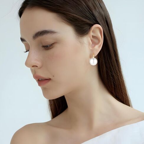 Pearl Earrings for Women Minimalist Pearl Drop Earrings Elegant Gold Leverback Pearl Dangle Earrings Wedding jewelry Bridesmaid Gifts in Saudi Arabia