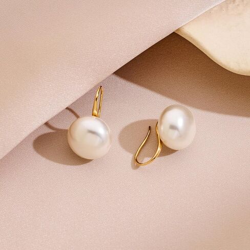 Pearl Earrings for Women Minimalist Pearl Drop Earrings Elegant Gold Leverback Pearl Dangle Earrings Wedding jewelry Bridesmaid Gifts in Saudi Arabia