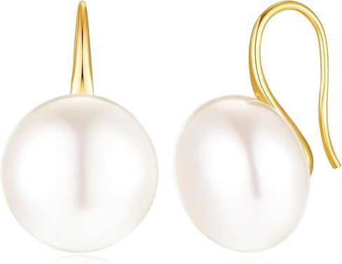 Pearl Earrings for Women Minimalist Pearl Drop Earrings Elegant Gold Leverback Pearl Dangle Earrings Wedding jewelry Bridesmaid Gifts in Kuwait