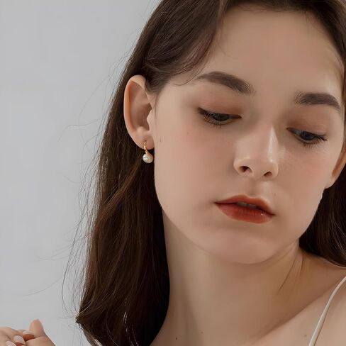 Pearl Earrings for Women Minimalist Pearl Drop Earrings Elegant Gold Leverback Pearl Dangle Earrings Wedding jewelry Bridesmaid Gifts in Kuwait