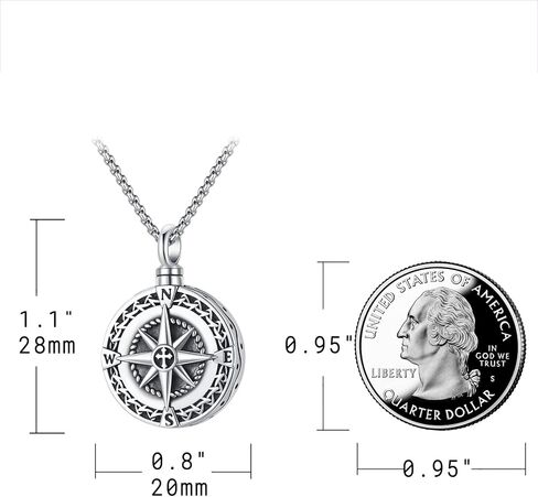 Eusense Cremation Jewelry for Ashes Urn Necklace to Put Ashes In 925 Sterling Silver Memorial Pendant Compass Urn Necklaces for Ashes Necklace for Women Men in Saudi Arabia
