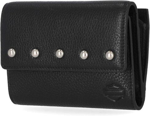 Harley-Davidson Women's Pebble Leather Bar & Shield Billfold Wallet - Black in Saudi Arabia
