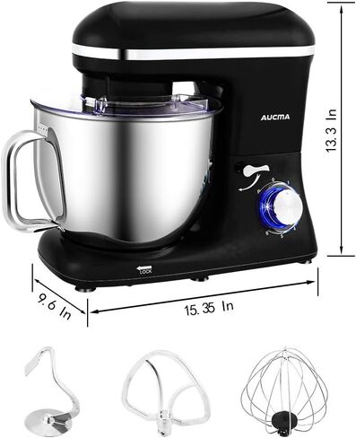 Aucma Stand Mixer,7.4QT 6-Speed Tilt-Head Kitchen Mixer, Electric Food Mixer with Dough Hook, Wire Whip & Beater (Red) in Kuwait