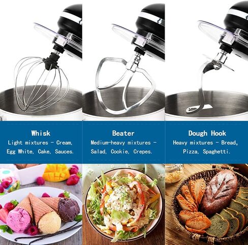 Aucma Stand Mixer,7.4QT 6-Speed Tilt-Head Kitchen Mixer, Electric Food Mixer with Dough Hook, Wire Whip & Beater (Red) in Kuwait