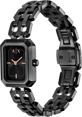 Armani Exchange A | X Women's Watch ، مستطيل ثنائي الساعة للنساء مع فرقة من الفولاذ المقاوم للصدأ in Kuwait