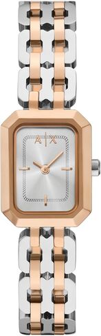 Armani Exchange A | X Women's Watch ، مستطيل ثنائي الساعة للنساء مع فرقة من الفولاذ المقاوم للصدأ in Kuwait
