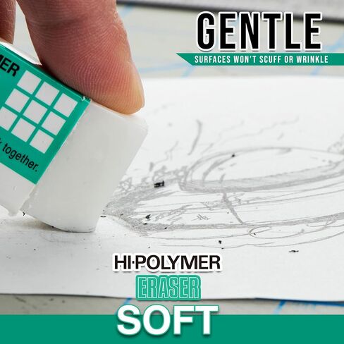 ممحاة ناعمة من Pentel Hi-Polymer - عبوة مكونة من 10 محايات بيضاء للمدرسة والمكتب in Saudi Arabia