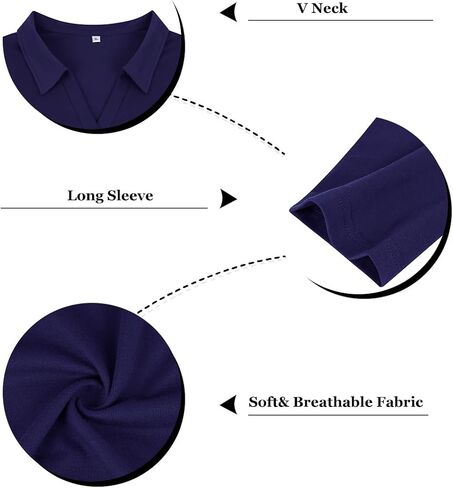 RITERA Plus Size Polo Shirts for Women Fall Long Sleeve V Neck Tops Casual Collared Blouses XL-5XL in Saudi Arabia