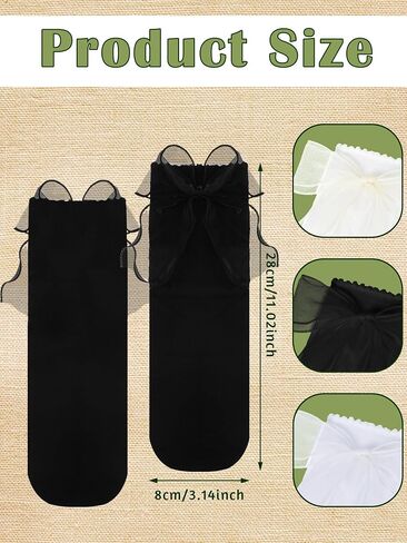 Geyoga 4 Pairs Women Ruffle Socks with Bow Soft Breathable Ankle Socks in Saudi Arabia
