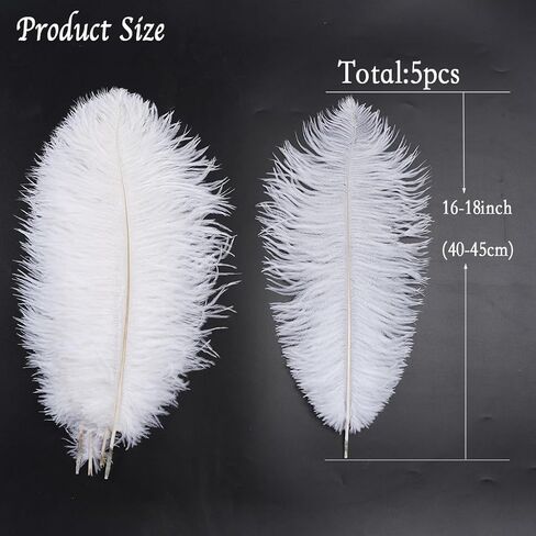LONDGEN 5pcs Ostrich Feathers 16-18inch(40-45cm) for Wedding Party Centerpieces Halloween Christmas Home Decorations (Yellow) in Kuwait