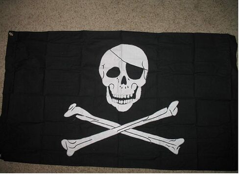 AES 3x5 Embroidered Sewn Jolly Roger Pirate with Patch 100% Cotton Flag in Saudi Arabia