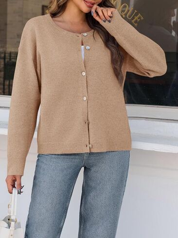 Saodimallsu Womens Cardigan Sensters زر أسفل الأكمام الطويلة متماسكة in Saudi Arabia