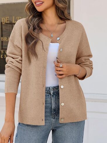 Saodimallsu Womens Cardigan Sensters زر أسفل الأكمام الطويلة متماسكة in Saudi Arabia