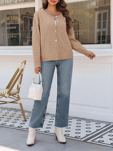 Saodimallsu Womens Cardigan Sensters زر أسفل الأكمام الطويلة متماسكة in Saudi Arabia