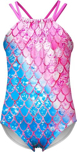 LQSZ Girls One Piece Swimsuits Quick Dry Beach Bathing Suit Cross Shoulder Strap Swimwear in Kuwait
