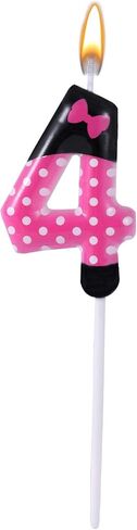 Pink Black Birthday Candles for Girls, Cartoon Mouse Number Candle Cake Toppers Cute Cupcake Decor Pink Mouse Themed Birthday Decorations Party Supplies (Number 4) in Kuwait