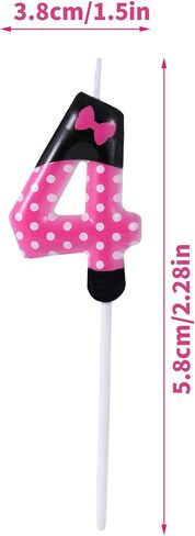 Pink Black Birthday Candles for Girls, Cartoon Mouse Number Candle Cake Toppers Cute Cupcake Decor Pink Mouse Themed Birthday Decorations Party Supplies (Number 4) in Kuwait