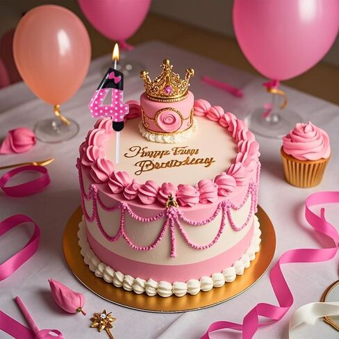 Pink Black Birthday Candles for Girls, Cartoon Mouse Number Candle Cake Toppers Cute Cupcake Decor Pink Mouse Themed Birthday Decorations Party Supplies (Number 4) in Kuwait