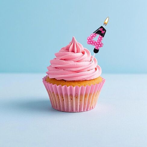 Pink Black Birthday Candles for Girls, Cartoon Mouse Number Candle Cake Toppers Cute Cupcake Decor Pink Mouse Themed Birthday Decorations Party Supplies (Number 4) in Kuwait
