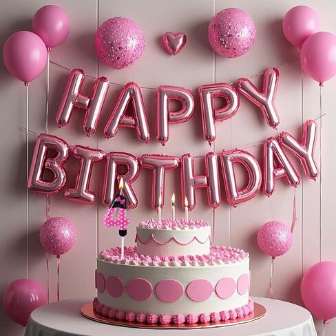 Pink Black Birthday Candles for Girls, Cartoon Mouse Number Candle Cake Toppers Cute Cupcake Decor Pink Mouse Themed Birthday Decorations Party Supplies (Number 4) in Kuwait