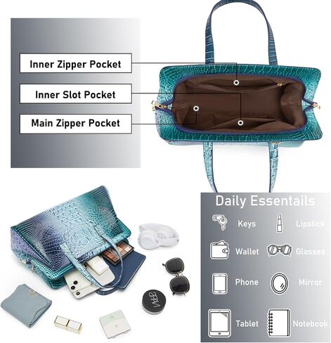 Women Fashion Crocodile Print Handbag Shoulder Satchel Top Handle Crossbody Bag in Kuwait