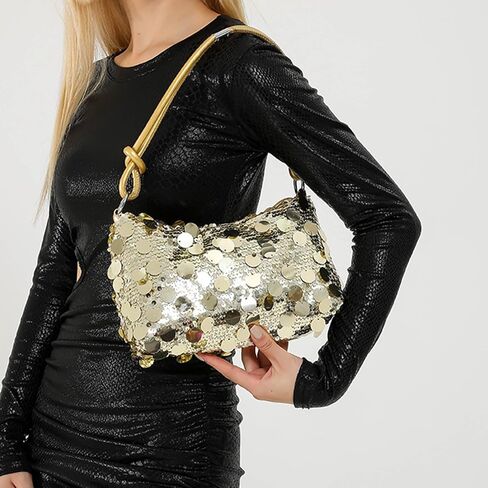 Women Sequin Bag Small Shoulder Tote Sparkly Purse Clutch Handbags Evening Bag Party Bling Glitter Sparkle Sequin Purse in Kuwait