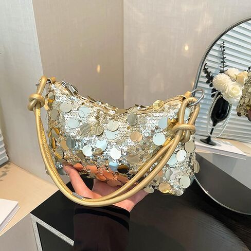 Women Sequin Bag Small Shoulder Tote Sparkly Purse Clutch Handbags Evening Bag Party Bling Glitter Sparkle Sequin Purse in Kuwait