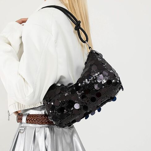 Women Sequin Bag Small Shoulder Tote Sparkly Purse Clutch Handbags Evening Bag Party Bling Glitter Sparkle Sequin Purse in Kuwait