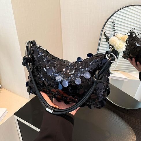 Women Sequin Bag Small Shoulder Tote Sparkly Purse Clutch Handbags Evening Bag Party Bling Glitter Sparkle Sequin Purse in Kuwait